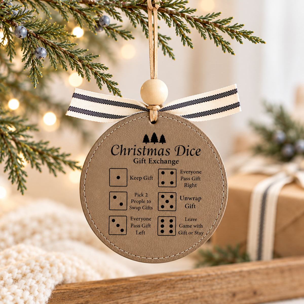 Leatherette Christmas Dice Ornament