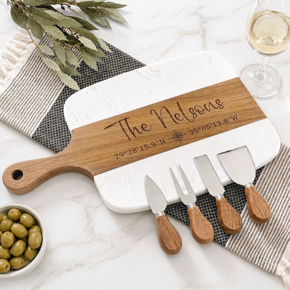 Custom Marble & Acacia Board