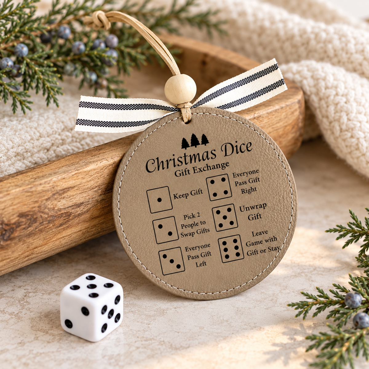 Leatherette Christmas Dice Ornament