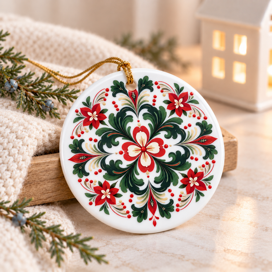 Rosemaling Print Ornament