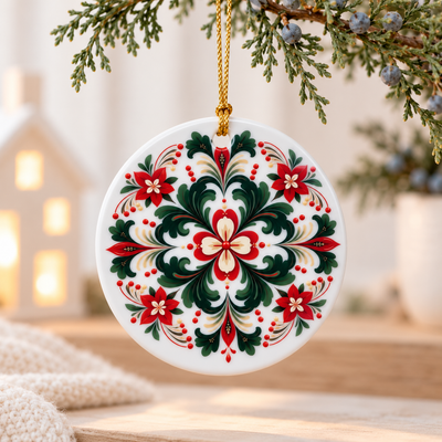 Rosemaling Print Ornament
